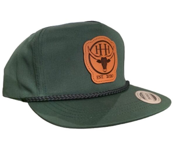 Green fisherman style cap with patch logo